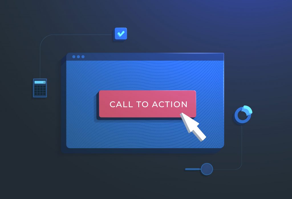 Illustration of a web page with a highlighted call-to-action button, emphasizing the importance of CRO in eCommerce design.